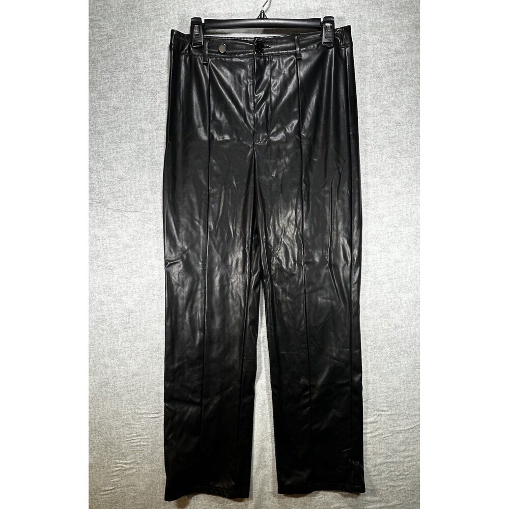 Shein Faux Leather Straight Leg Pants Women’s size 6 High Waisted Black